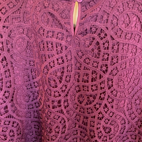 Philosophy Republic Plum Lace Overlay Short Sleeve Top Women’s Size XL - Picture 5 of 5